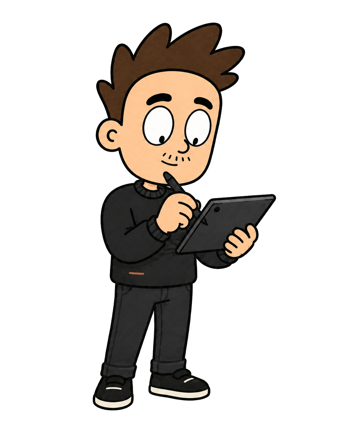 Illustration de Mathis dessinant sur une tablette graphique